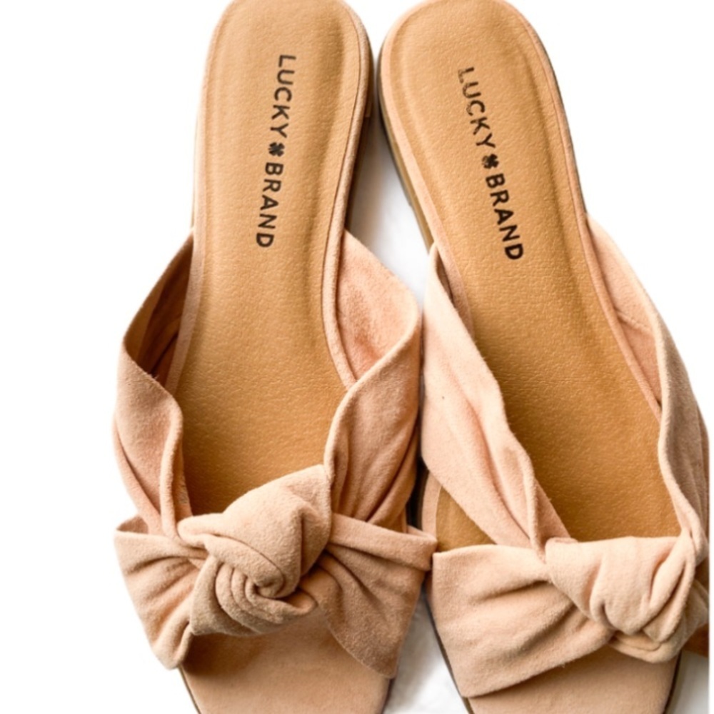 Lucky Brand Genrid suede knot tie slide sandals 8 - Picture 2 of 9